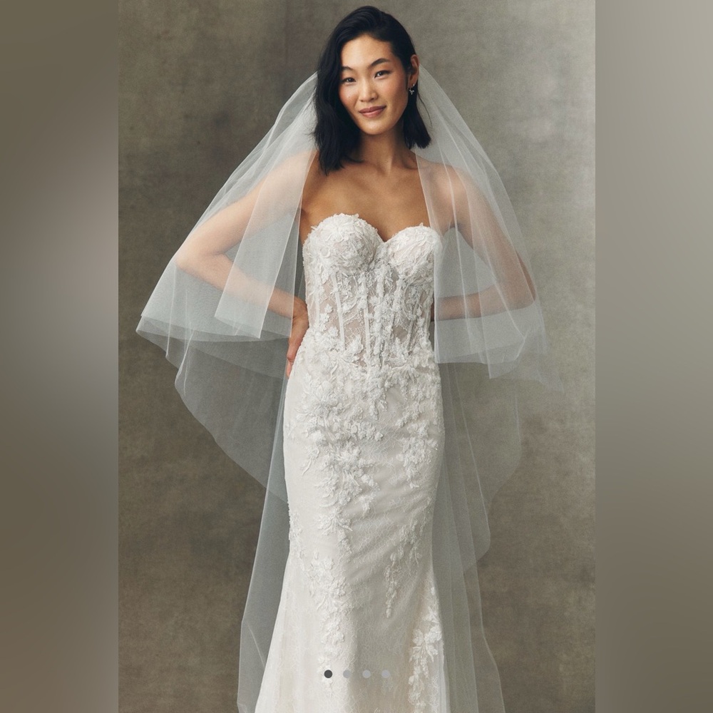 Clean Cathedral Veil With Blusher - 2 Tier Wedding Veil - NEW